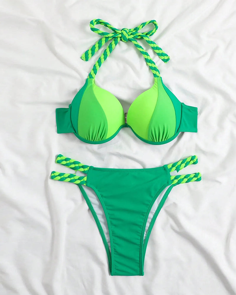 Bikini Halter Élégant Coloré - Swimsuits