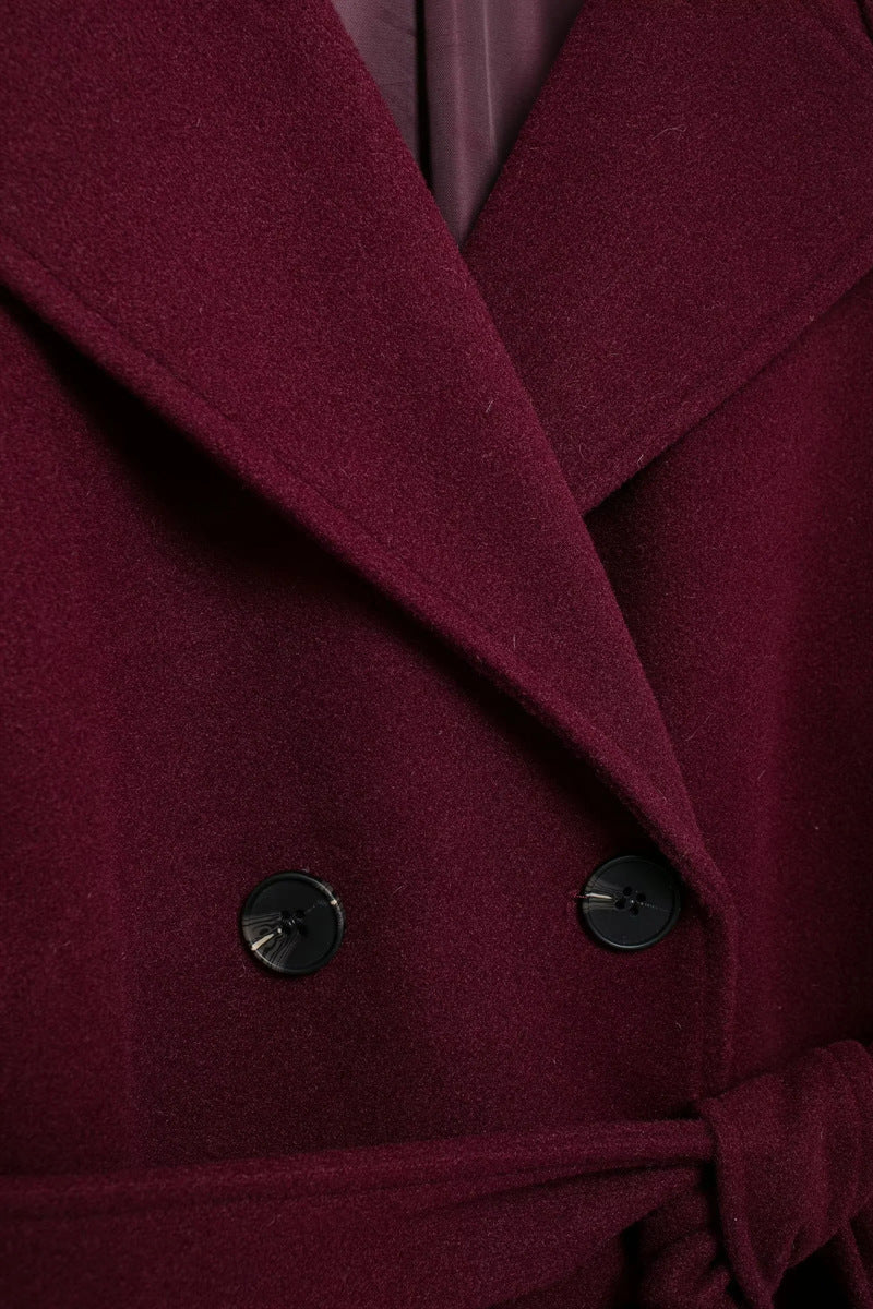 Burgundy Trench Coat pour Femme