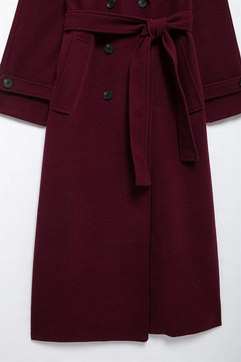 Burgundy Trench Coat pour Femme