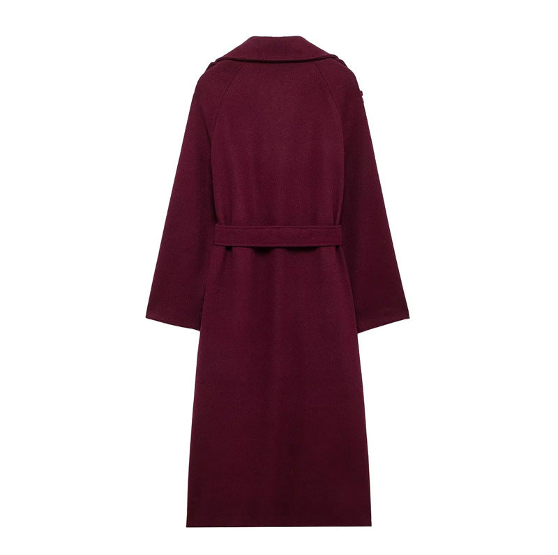 Burgundy Trench Coat pour Femme