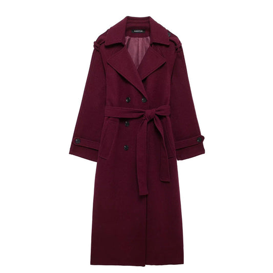 Burgundy Trench Coat pour Femme - Burgundy / XS