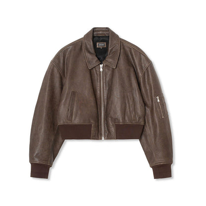 Eleganza - Blouson Court Vintage - Marron / XS