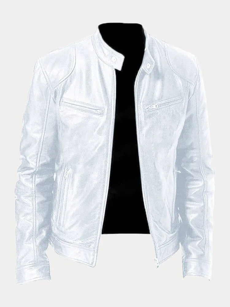 Fernand - Veste en cuir casual - Blanc / S - Coats & Jackets