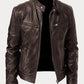 Fernand - Veste en cuir casual - Marron / S - Coats & Jackets