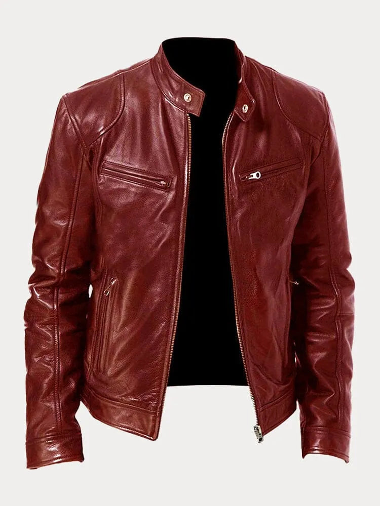 Fernand - Veste en cuir casual - Rouge / S - Coats & Jackets