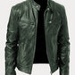 Fernand - Veste en cuir casual - Vert Militaire / S - Coats & Jackets