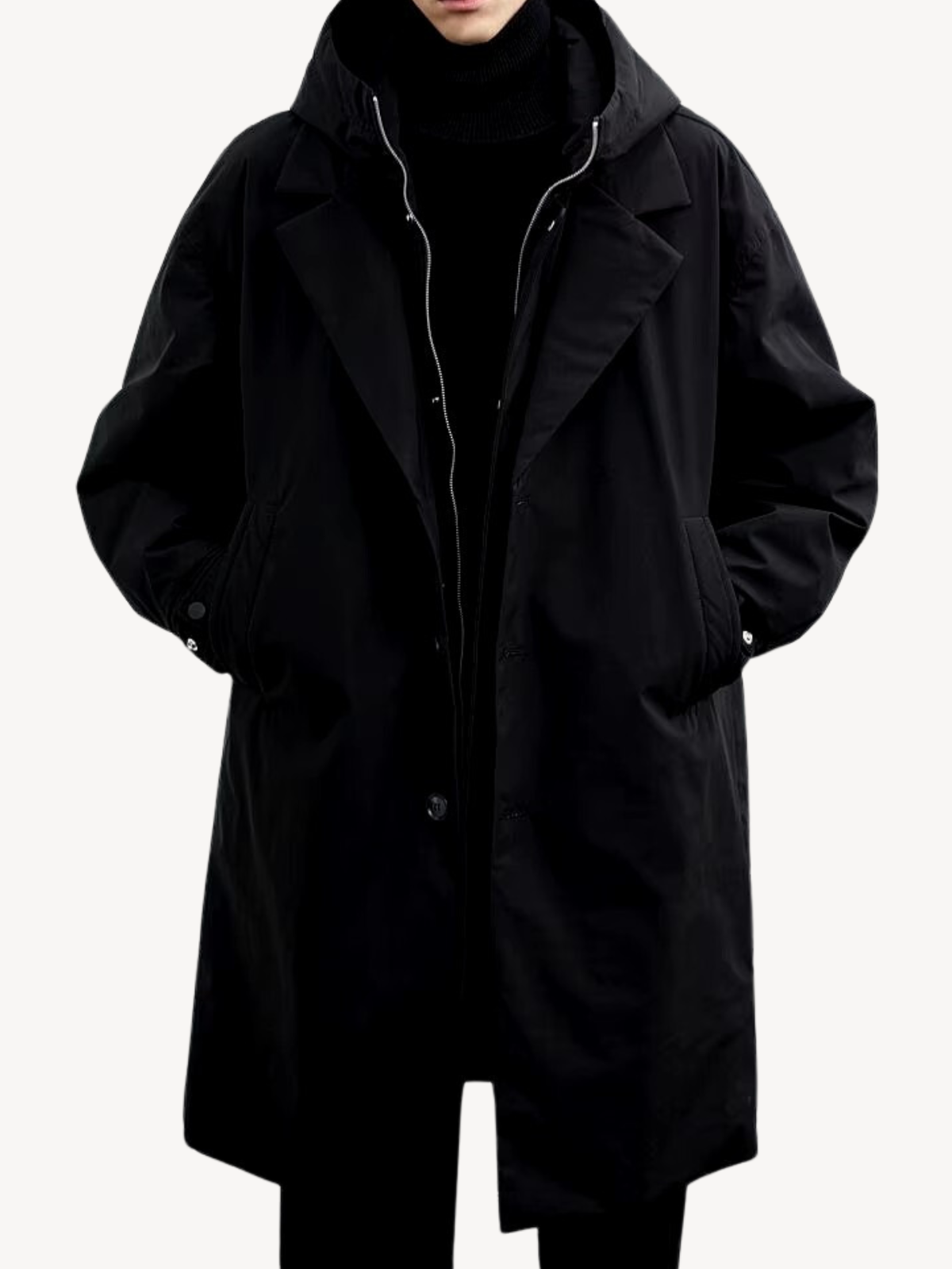 Manteau Long Confortable pour Homme - Noir / S