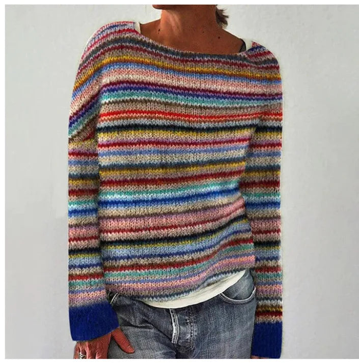 Maria - Pull Islandais Confortable - Arc-en-ciel / S - Sweaters & Pullovers