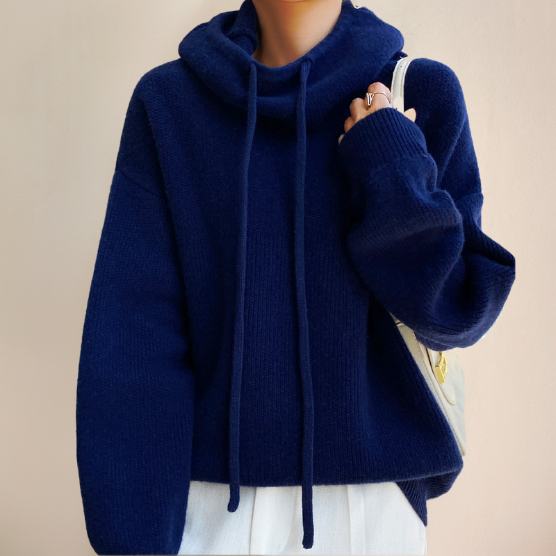 Marie - Pull à Col Roulé en Laine Mérinos - Bleu Marine / S - Sweaters & Pullovers