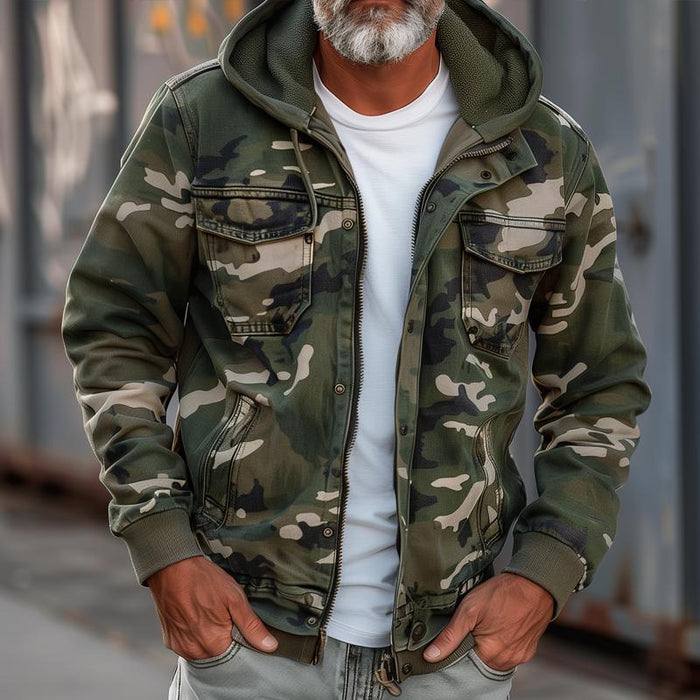 Nelson - Veste avec motif camouflage - Vert Foncé / S