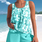 Tankini Décontracté à Imprimé Floral - Turquoise / S - Swimsuits