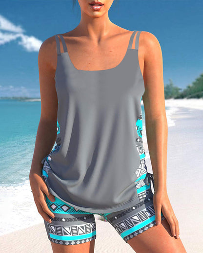 Tankini Moderne et Confortable avec Imprimés - Gris / S - Tankinis