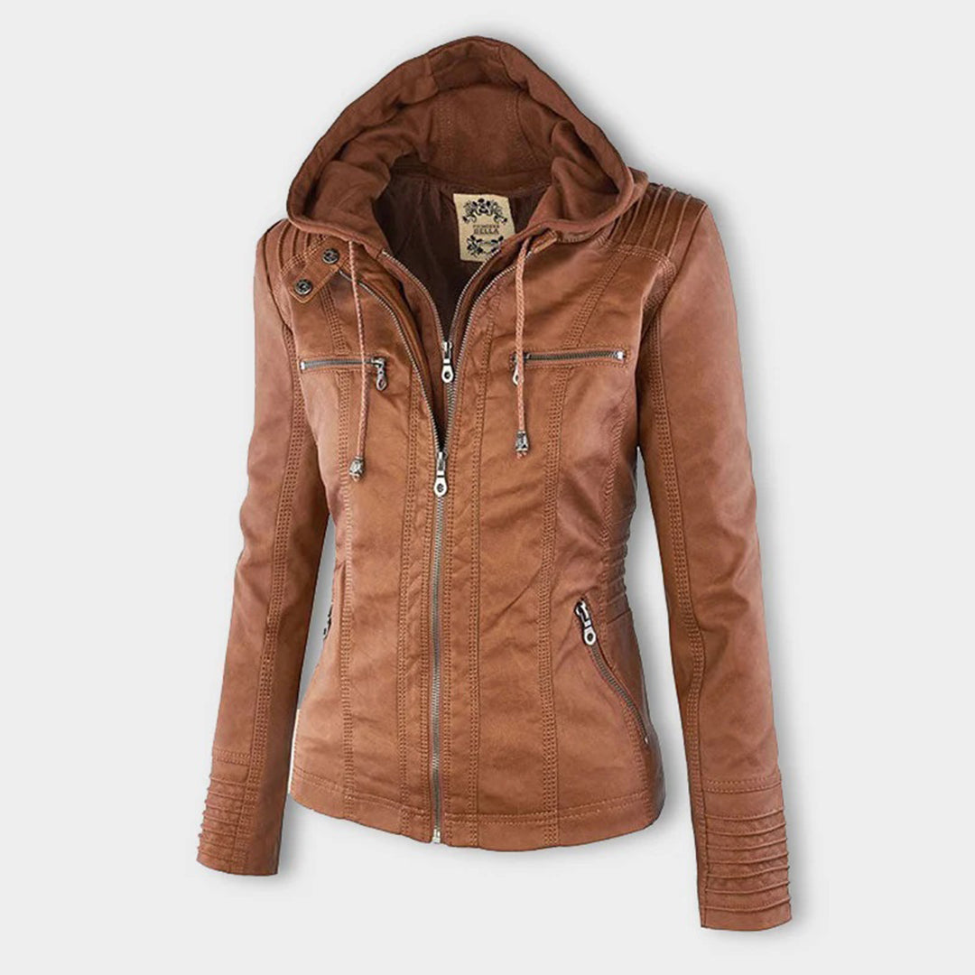 Veste en Cuir PU pour Femme - Khaki / XS