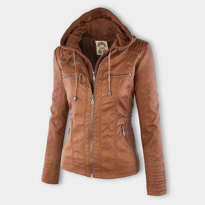 Veste en Cuir PU pour Femme - Khaki / XS