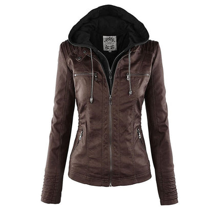 Veste en Cuir PU pour Femme - Marron / XS